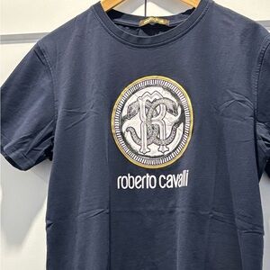 Roberto Cavalli Blue Short Sleeve Tee with Logo
